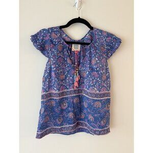 Alicia Bell Silk Cotton Blend Boho Cap Sleeve Top Tank XS